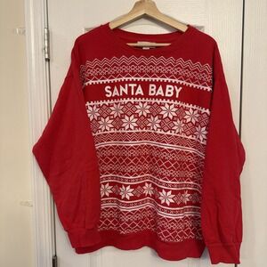 Motherhood Maternity Women's Red Santa Baby Holiday Graphic Sweatshirt Size XL